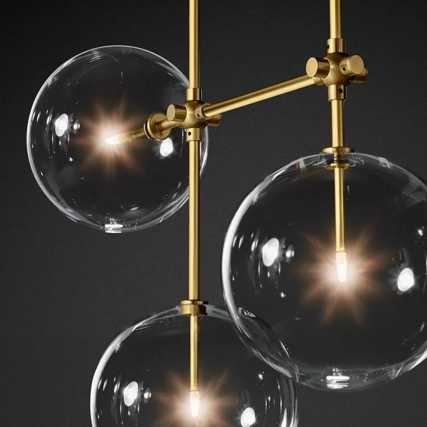 Modern Glass Globe Linear Chandelier 50'' 60"-MEET LIGHTING