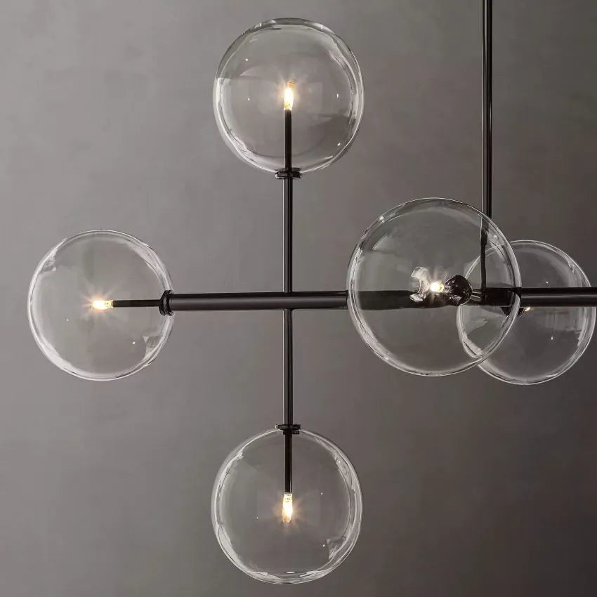 Modern Glass Globe Linear Chandelier 72"-MEET LIGHTING