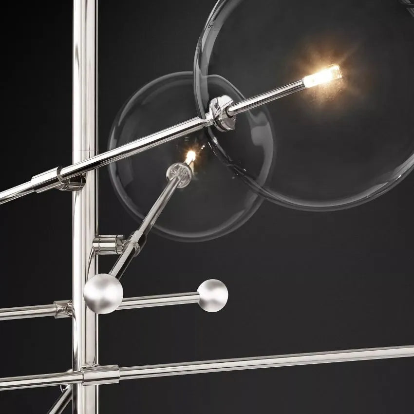 Modern Glass Globe Six-Arm Chandelier 54"-MEET LIGHTING