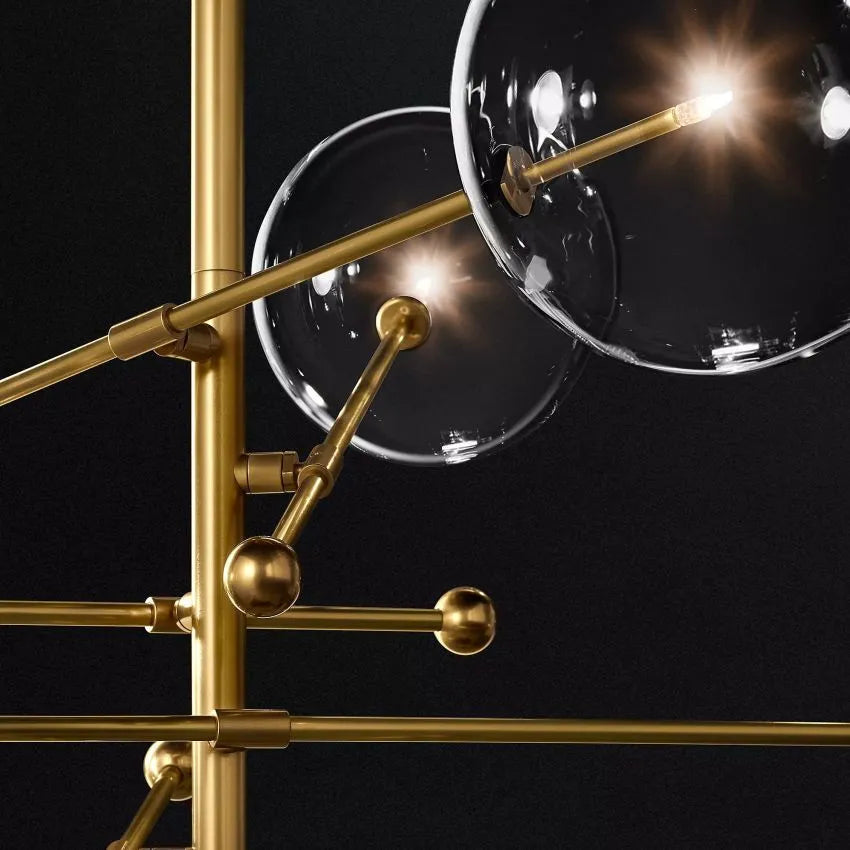 Modern Glass Globe Six-Arm Chandelier 54"-MEET LIGHTING
