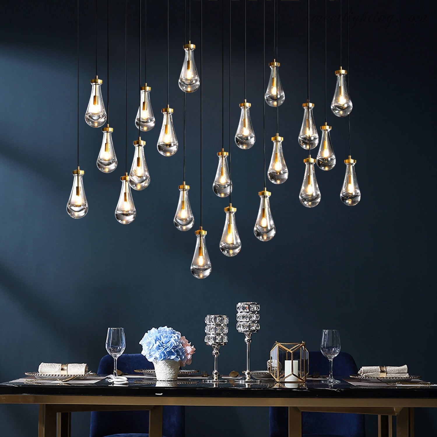 Modern Raindrop Rectangle Chandelier-MEET LIGHTING