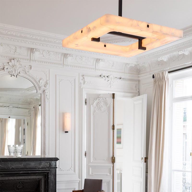 Modern Square Alabaster Chandelier-MEET LIGHTING