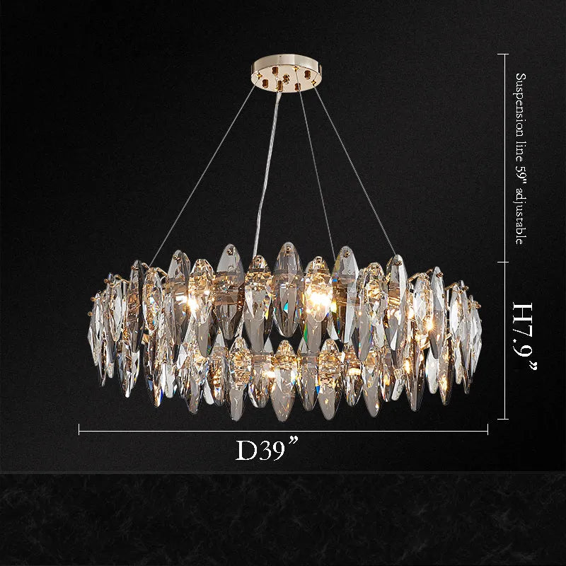 Multi-Sided Crystal Round Chandelier-Meet Lighting
