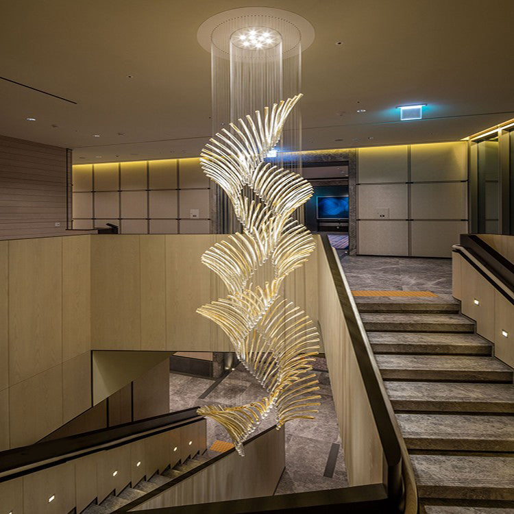 European Style Spiral Glass Chandelier for Staircase/Foyer/Hotel/Villa-MEET LIGHTING