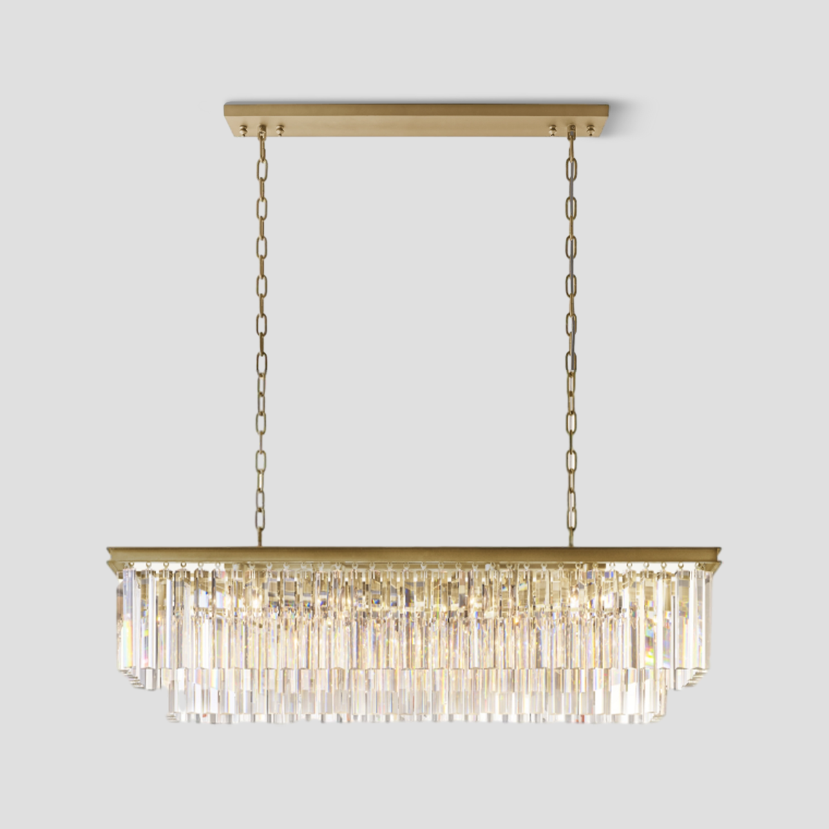 Odeon Crystal 2-Layer Rectangle Chandelier-Meet Lighting