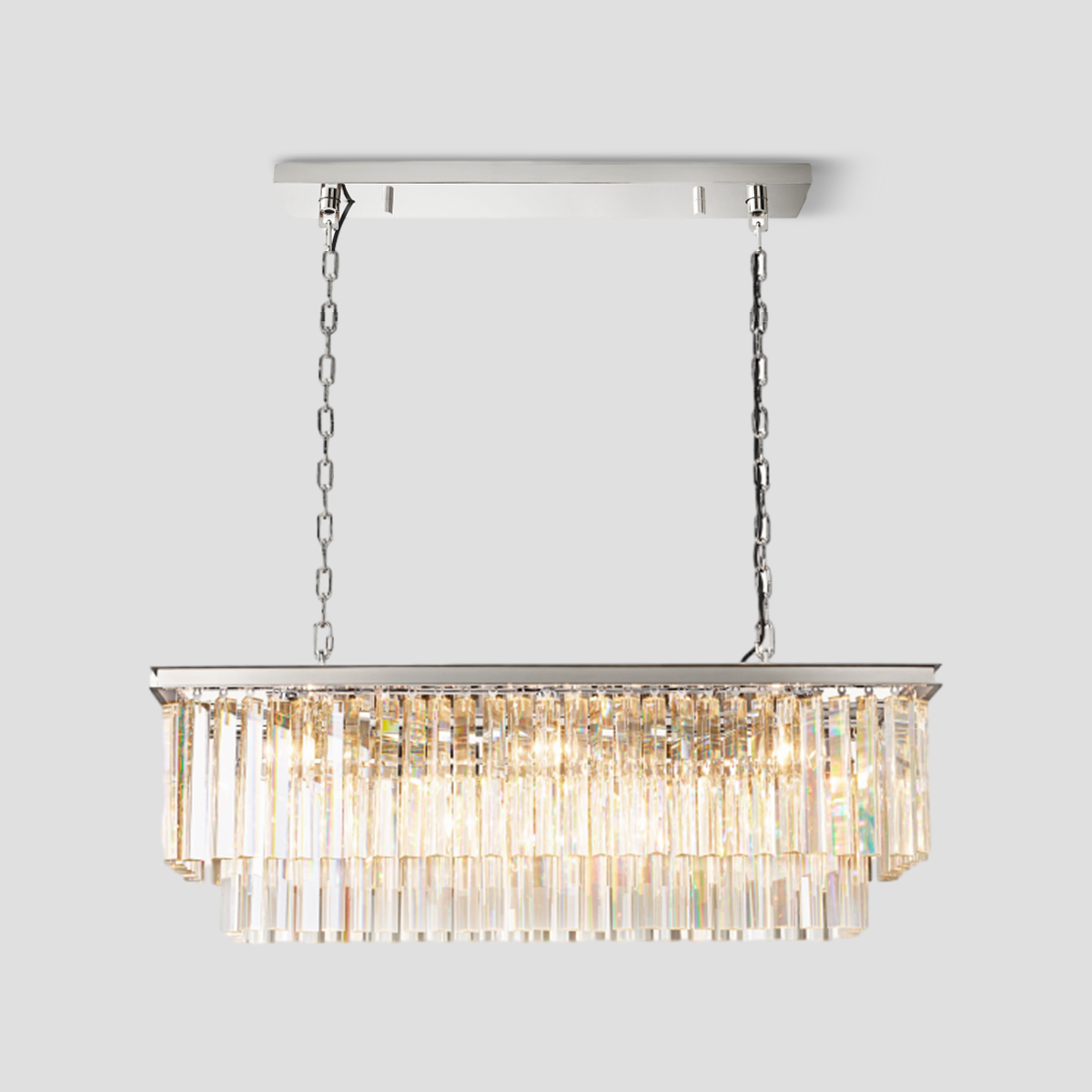 Odeon Crystal 2-Layer Rectangle Chandelier-Meet Lighting