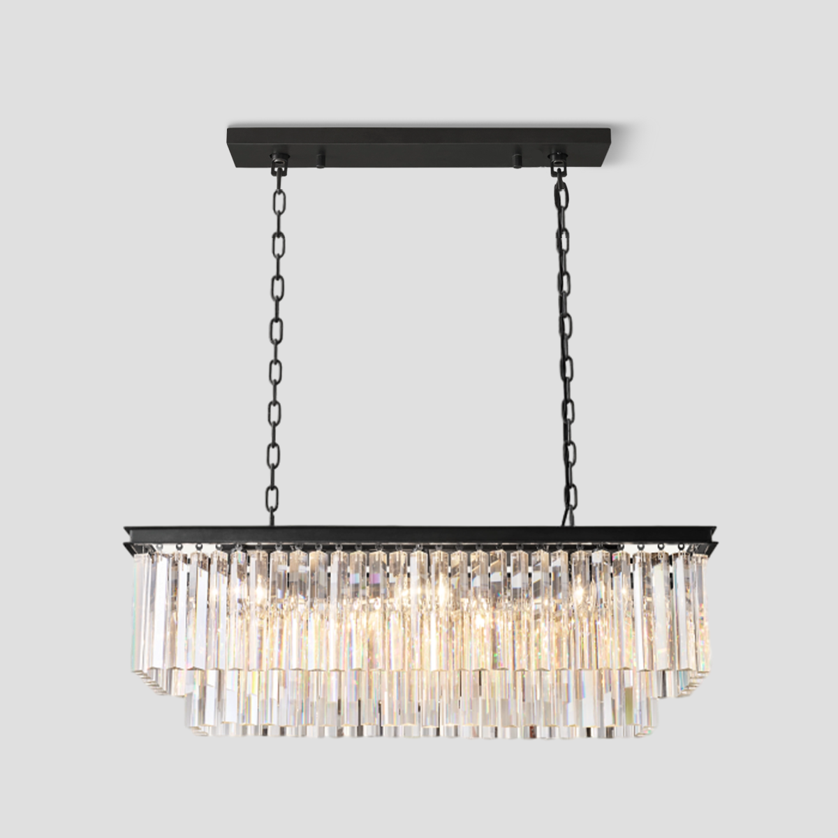 Odeon Crystal 2-Layer Rectangle Chandelier-Meet Lighting