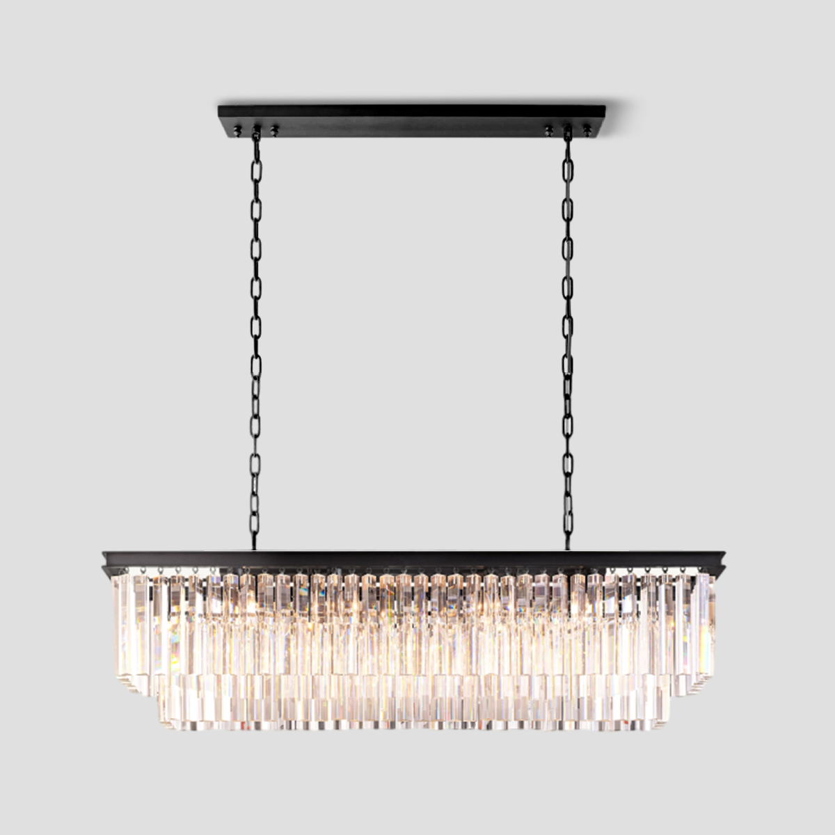 Odeon Crystal 2-Layer Rectangle Chandelier-Meet Lighting