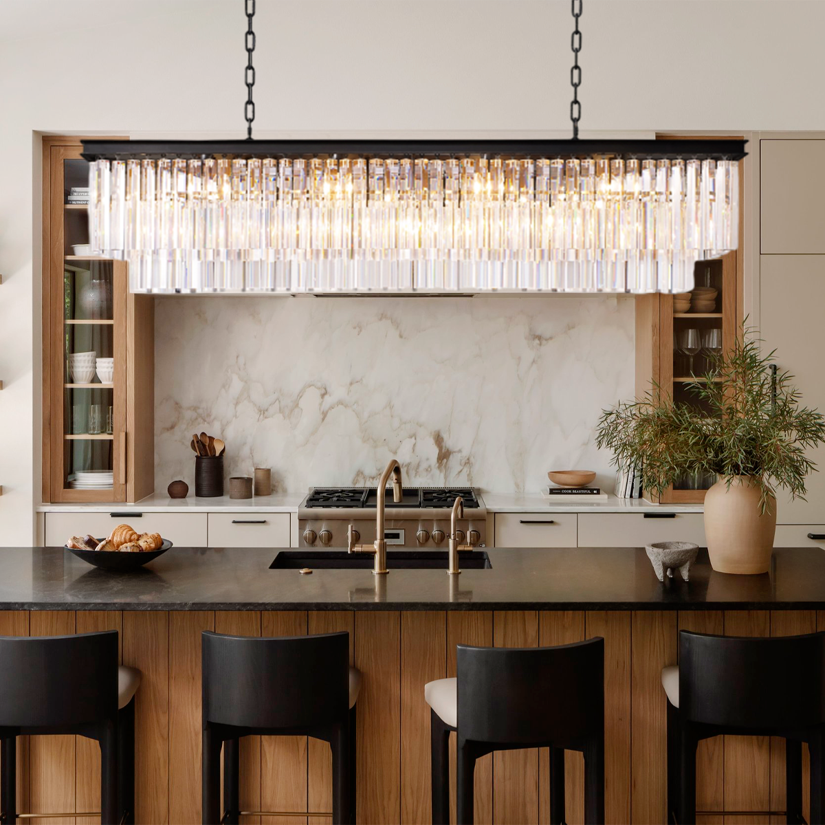 Odeon Crystal 2-Layer Rectangle Chandelier-Meet Lighting
