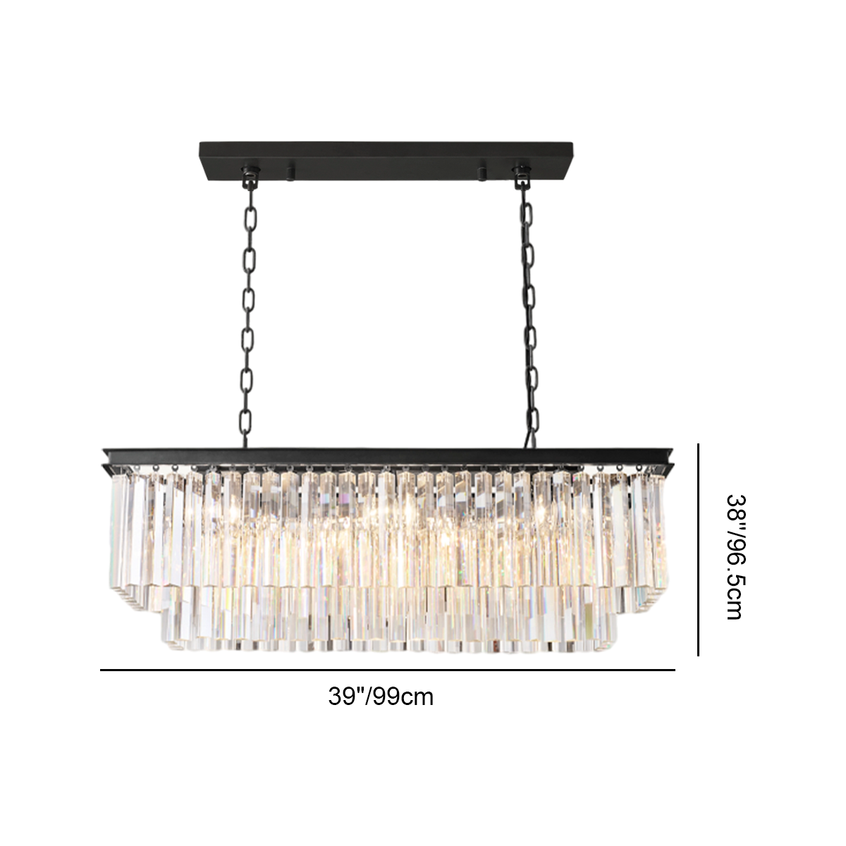 Odeon Crystal 2-Layer Rectangle Chandelier-Meet Lighting