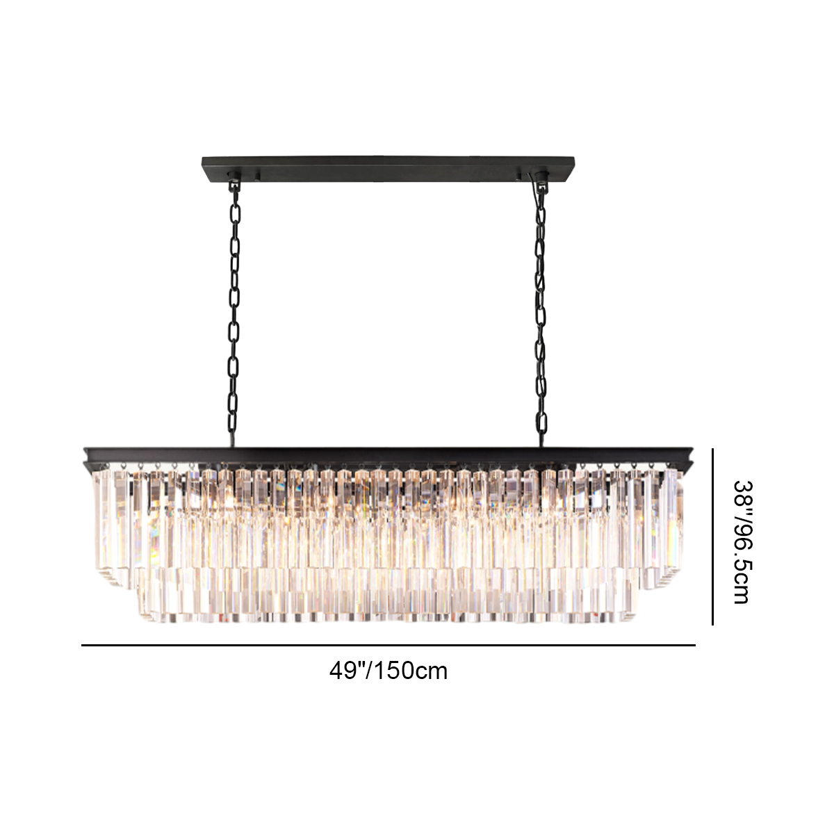 Odeon Crystal 2-Layer Rectangle Chandelier-Meet Lighting