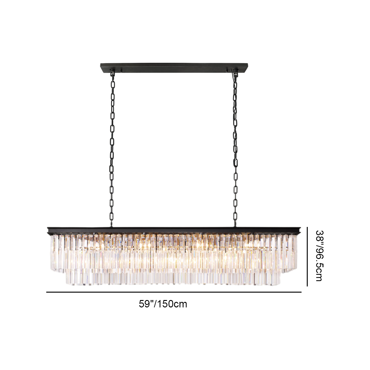 Odeon Crystal 2-Layer Rectangle Chandelier-Meet Lighting