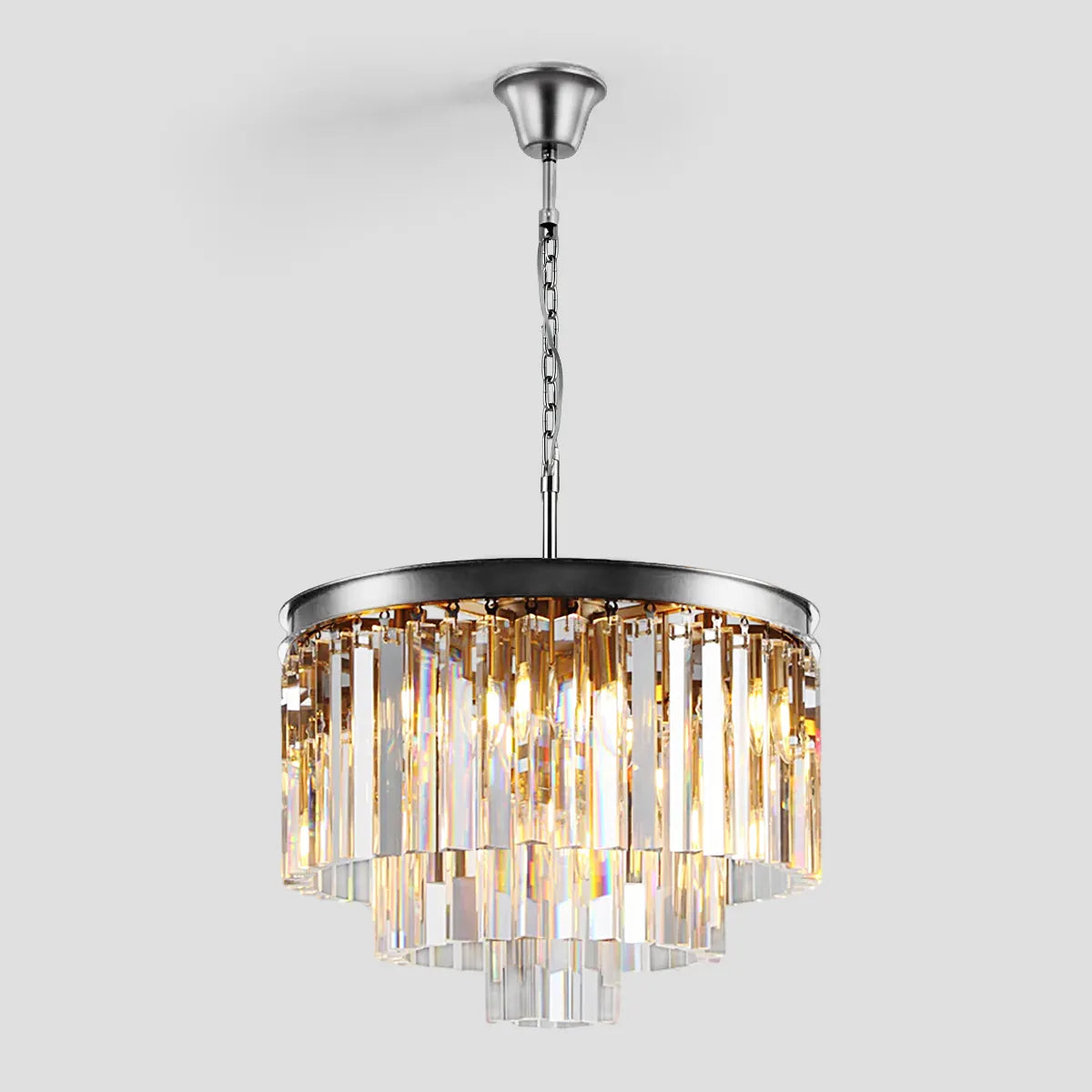 Odeon Crystal Multi-Layer Round Chandelier-Meet Lighting