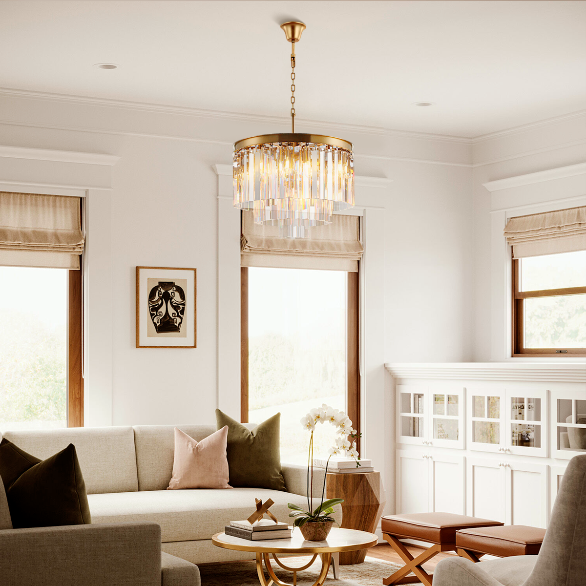 Odeon Crystal Multi-Layer Round Chandelier-Meet Lighting