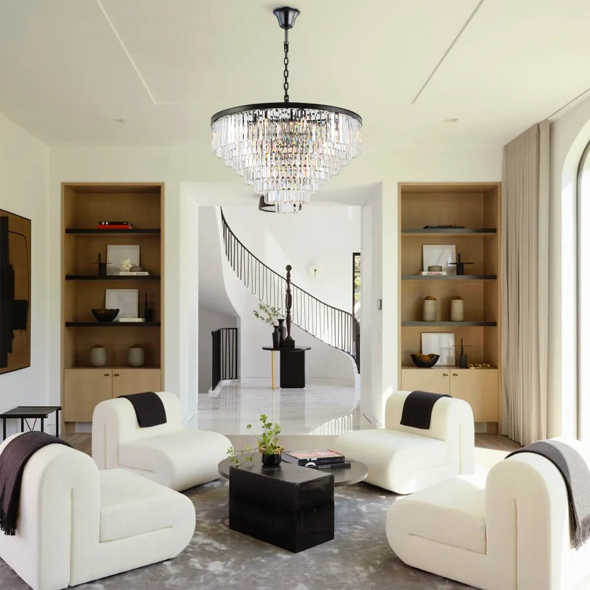 Odeon Crystal Multi-Layer Round Chandelier-Meet Lighting