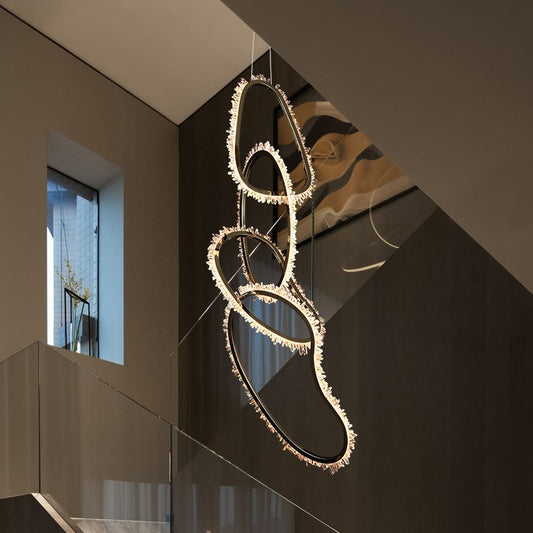 Primary Crystal Cluster 5 Rings Chandelier-Meet Lighting