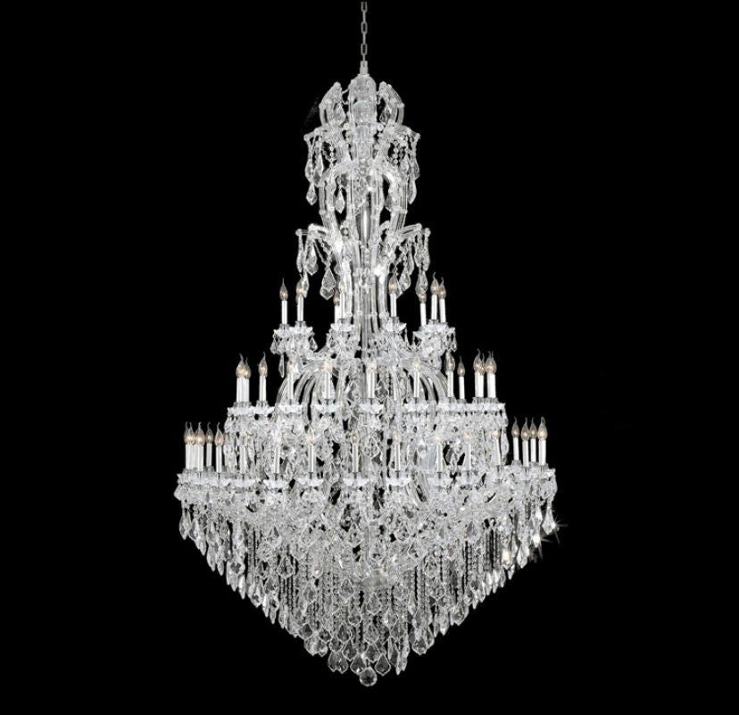 Oversized Luxury Traditional Gold/Chrome Candle Branch Crystal Chandelier for 2-story/Duplex Buildings-MEET LIGHTING