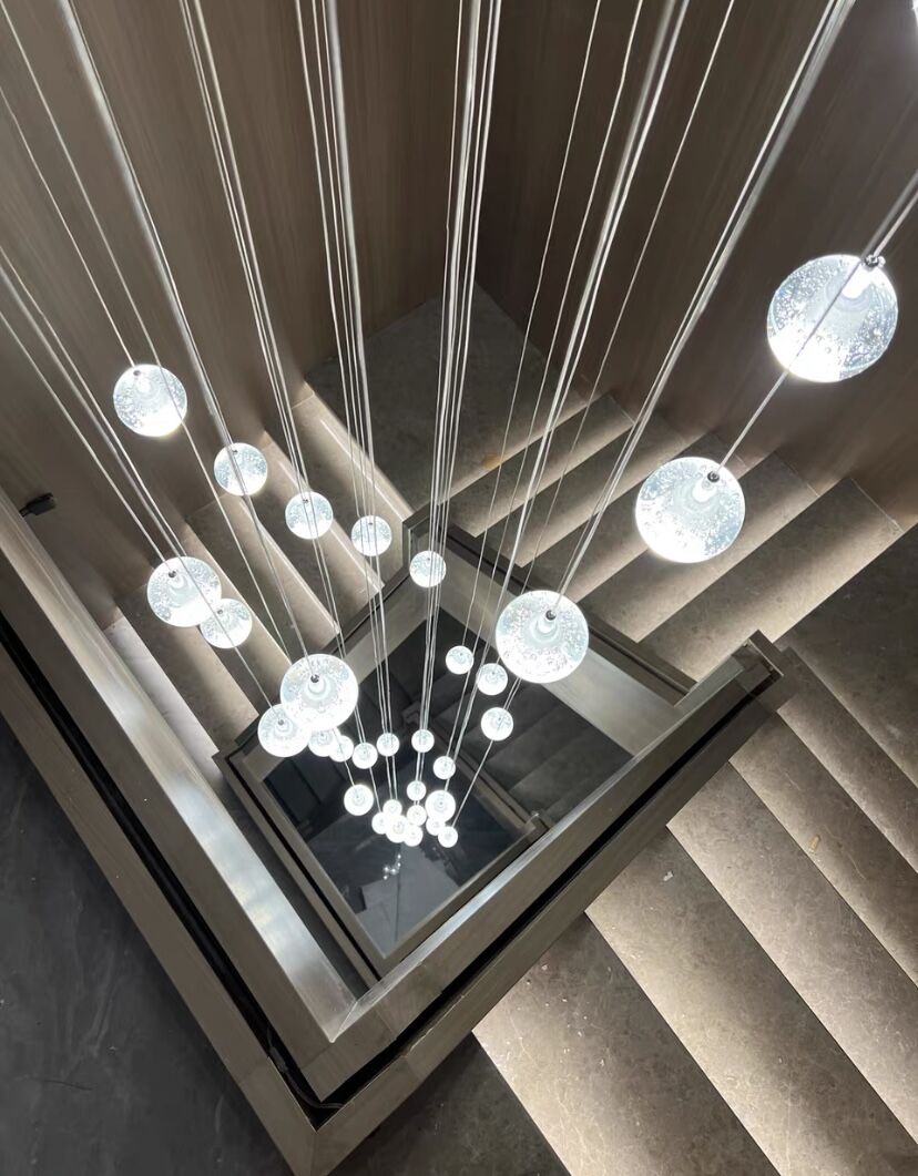 Oversized Nordic Art Round Air Bubbles Pendant Chandelier for Stairs/Spiral Staircase/Hotel Lobby-MEET LIGHTING