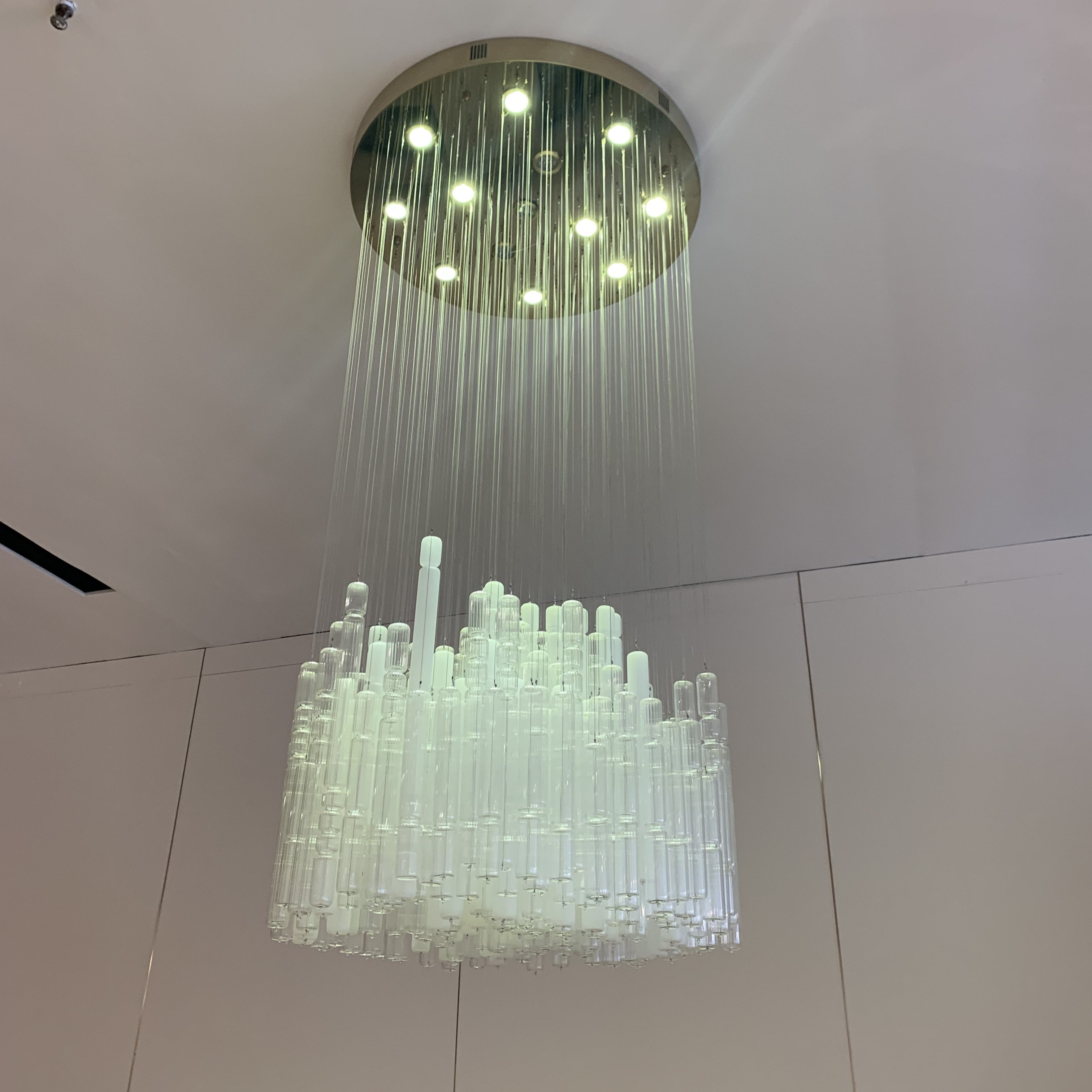 Modern Creative Art Design White&Transparent Tube Chandelier for Staircase/Foyer/Living Room-MEET LIGHTING