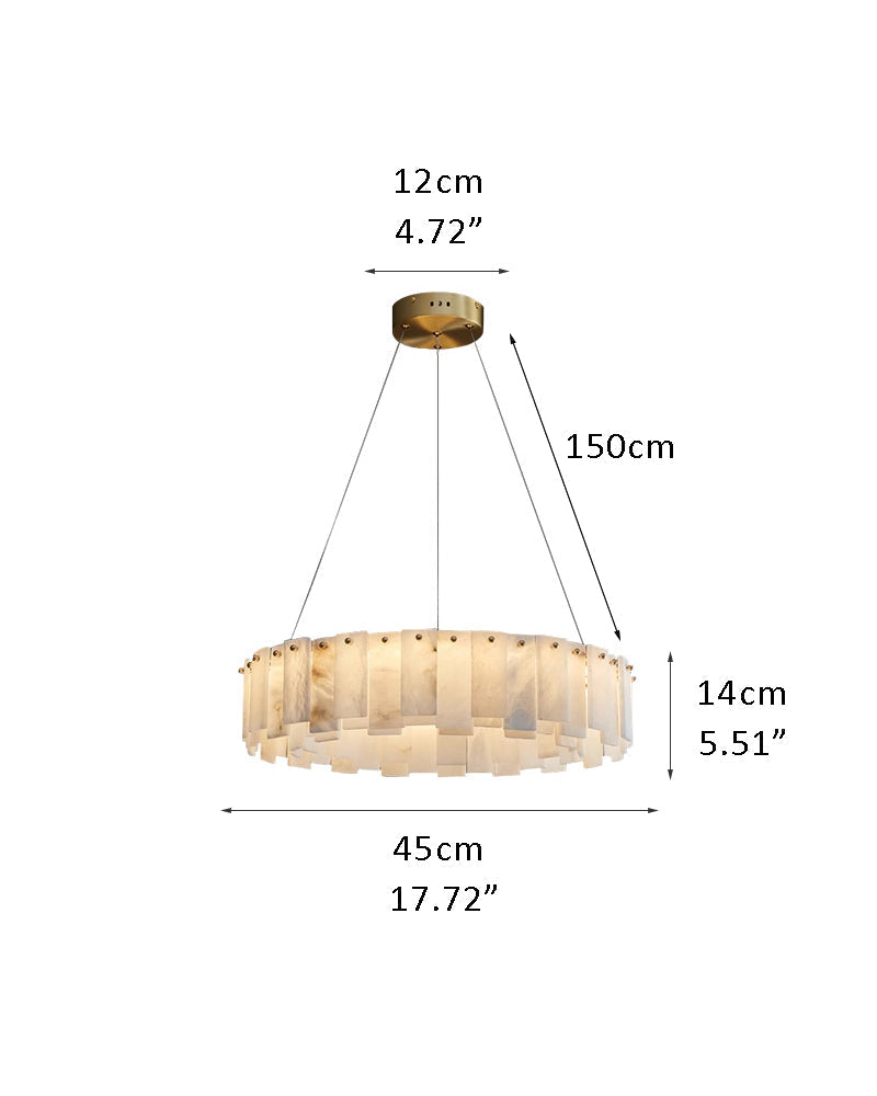 2-Tier Round Alabaster Chandelier in Brass with high ceiling home decor