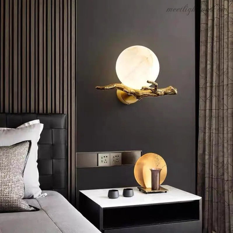 Real Alabaster Round Wall Sconces Modern-Meet Lighting