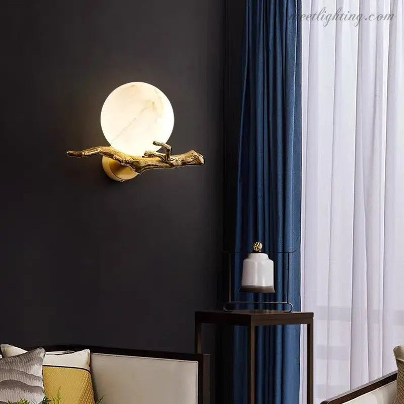 Real Alabaster Round Wall Sconces Modern-Meet Lighting