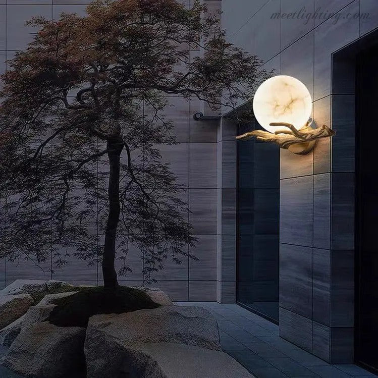 Real Alabaster Round Wall Sconces Modern-Meet Lighting
