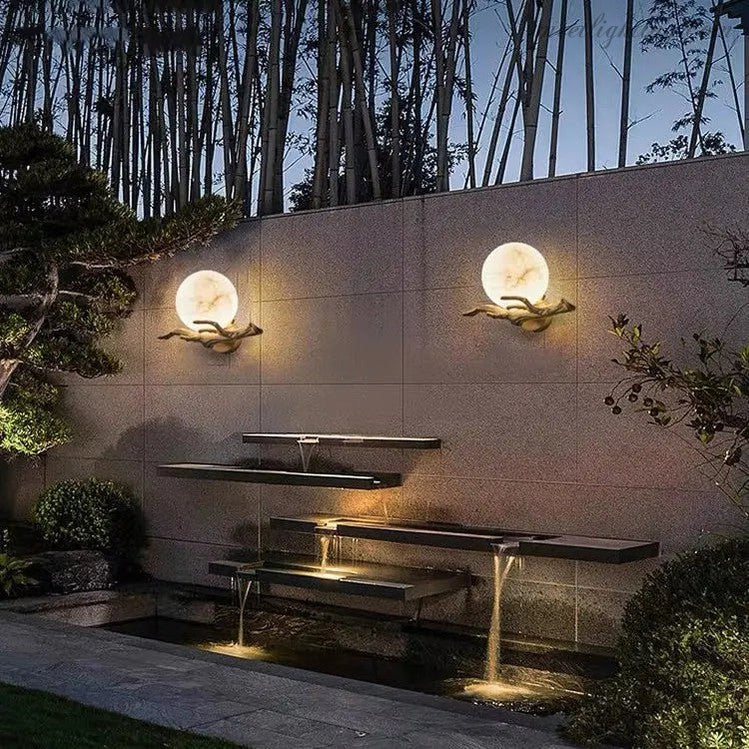Real Alabaster Round Wall Sconces Modern-Meet Lighting