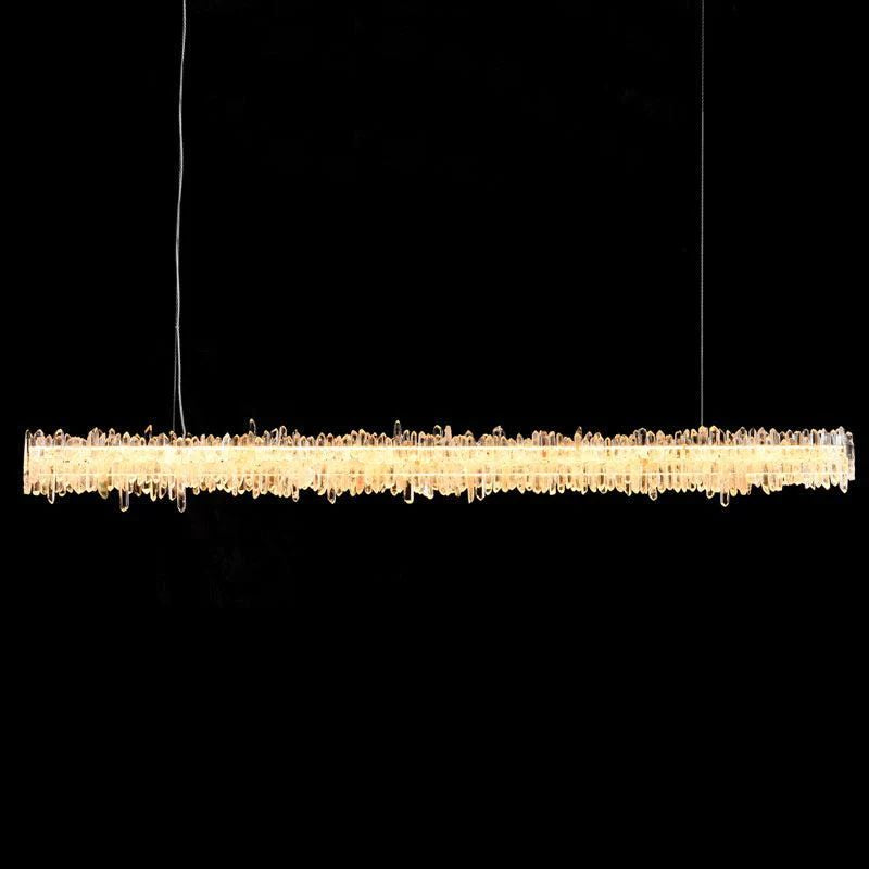 Rose Rock Crystal Chandelier Modern Linear Chandelier-MEET LIGHTING