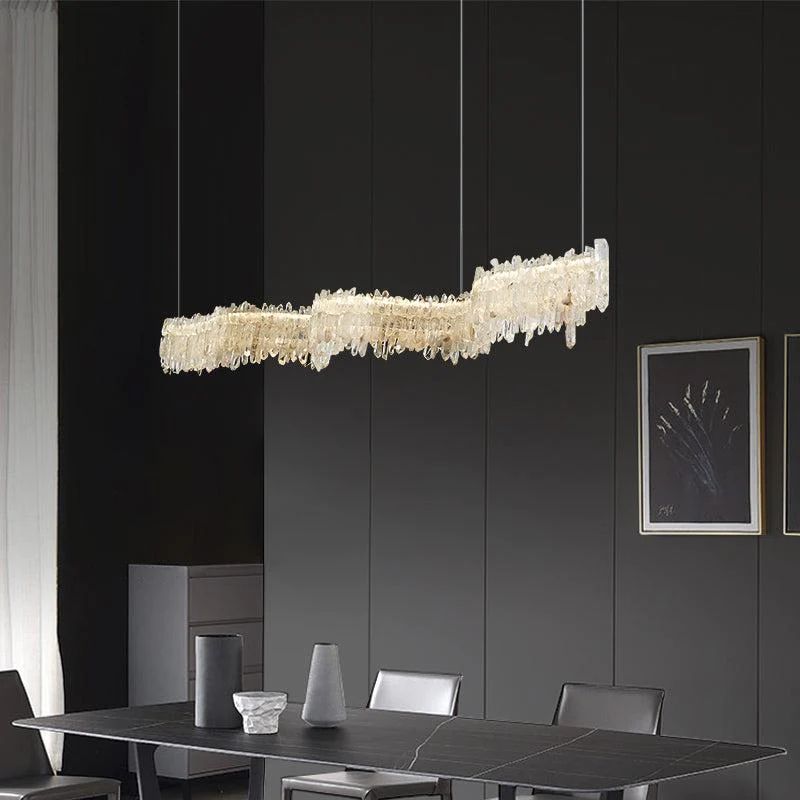 Rose Rock Crystal Chandelier Modern Linear Chandelier-MEET LIGHTING