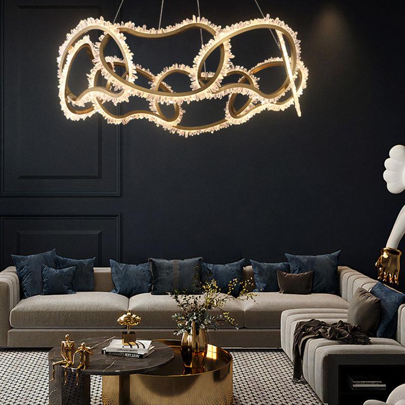 Rose Rock Crystal Multi-ring Chandelier Modern Chandelier Restaurant-MEET LIGHTING