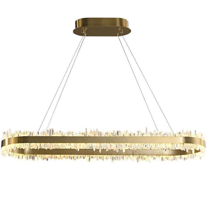 Rose Rock Crystal Oval Chandelier Elegant Lighting Fixtures-MEET LIGHTING