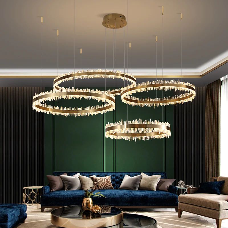 Rose Rock Crystal Rings Luxury Chandelier Modern Chandelier Dining Room-MEET LIGHTING