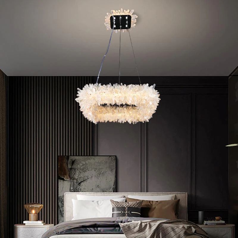 Rose Square Rock Crysta Chandelier Modern Lighting Fixture-MEET LIGHTING