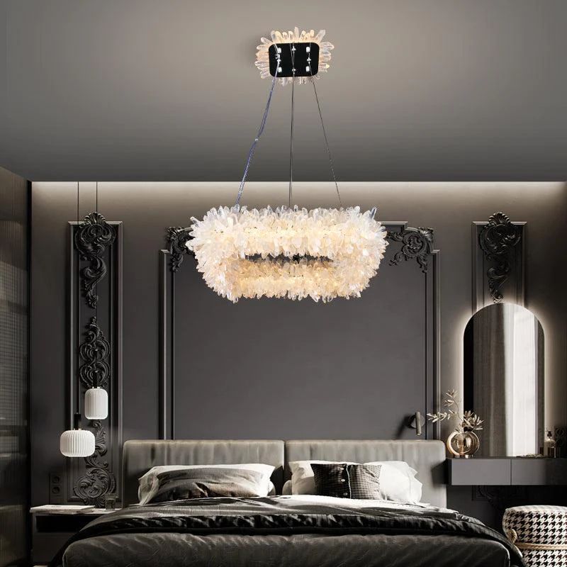 Rose Square Rock Crysta Chandelier Modern Lighting Fixture-MEET LIGHTING
