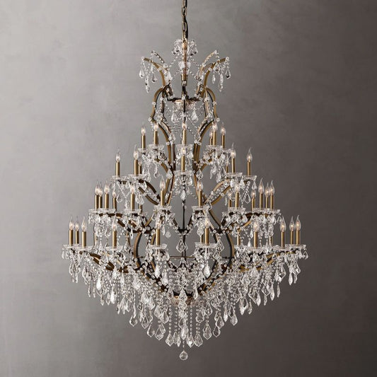 Rococo Iron & Crystal Round Chandelier 60"-Meet Lighting