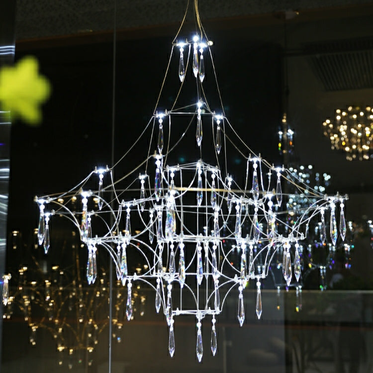 Romantic Event Art Decor K9 Crystal Pendant Light Living/ Dining Room Stainless Steel Chandelier In Chrome Finish-MEET LIGHTING
