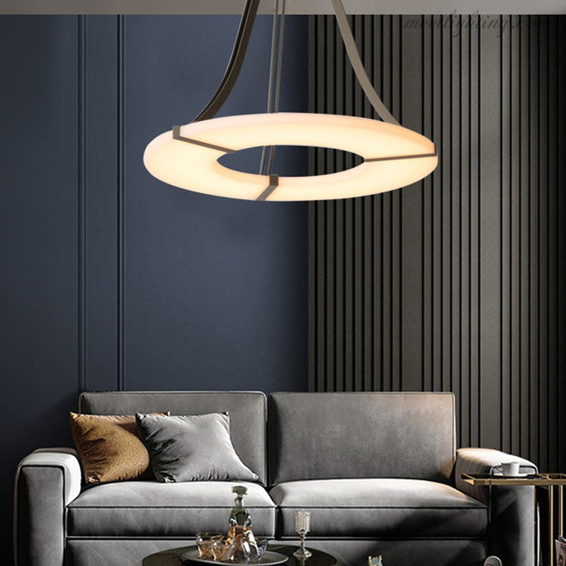 Round Alabaster Plate Chandelier-MEET LIGHTING