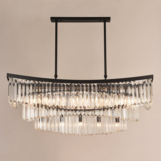 Roundel Rectangular Odeon Fringe Crystal Chandelier-Meet Lighting