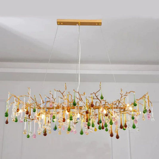 Runl Colorful Crystal Linear Branch Chandelier-Meet Lighting