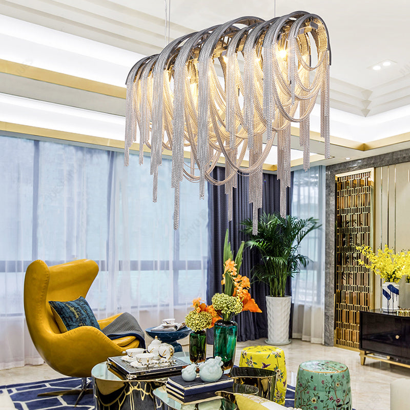 Sophian Luxury Aluminum Chain Tassel Chandelier-Meet Lighting