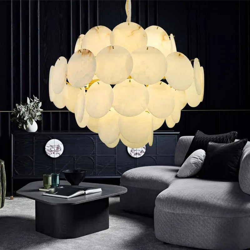 Spain Alabaster Brass Living Room Chandelier-Meet Lighting