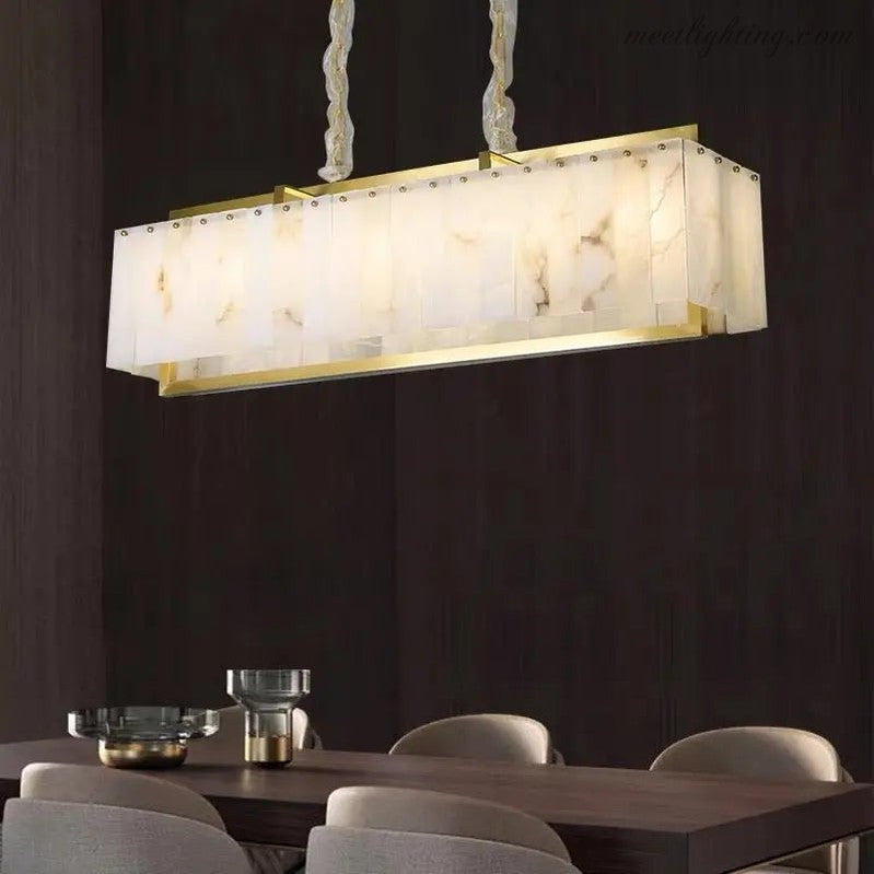 Spain Alabaster Rectangular Dining Room Chandeliers-MEET LIGHTING