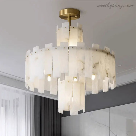 Spain Alabaster Round Modern Chandeliers-Meet Lighting