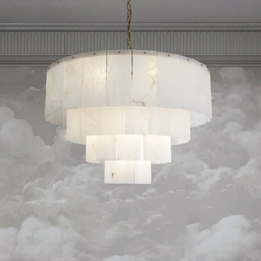 Theseus Alabaster Lorry Modern Multi-Layer Round Chandelier 31"-Meet Lighting