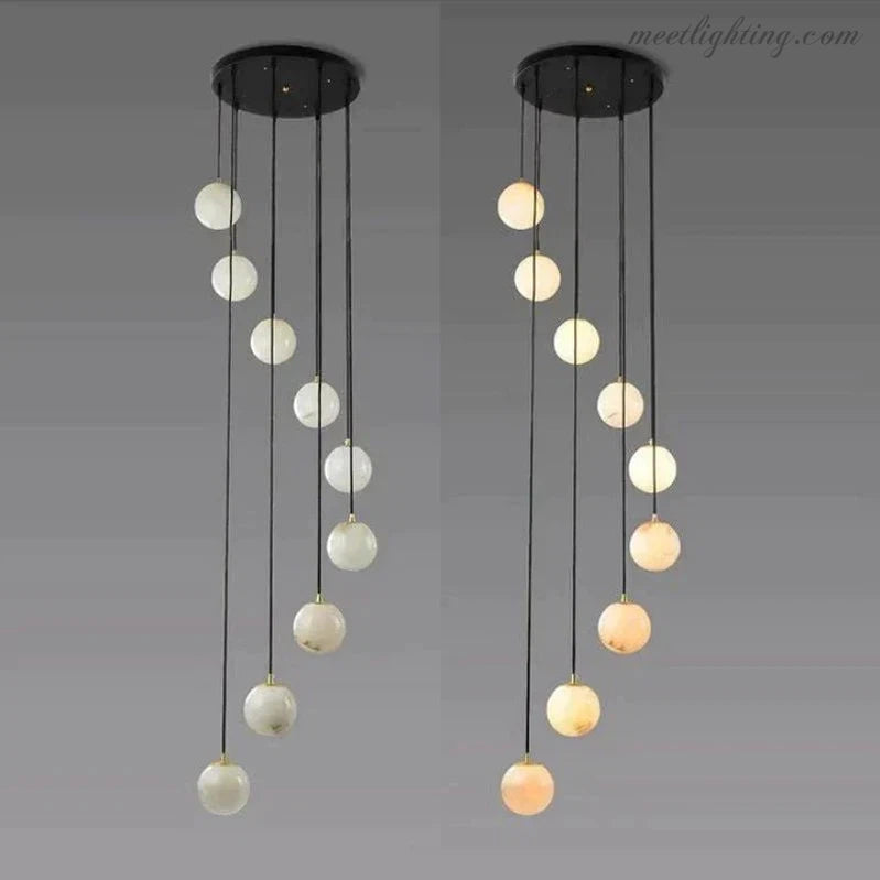 Theseus Alabaster Marble Global Wave Chandelier-MEET LIGHTING