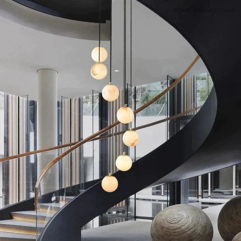 Theseus Alabaster Marble Global Wave Chandelier-MEET LIGHTING