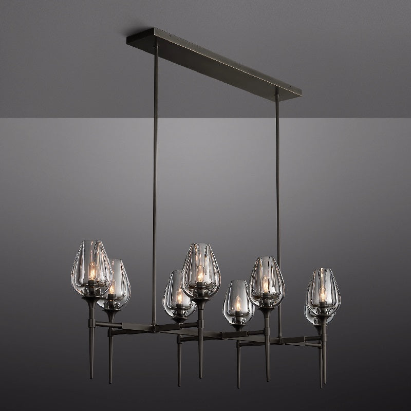 Tulip Linear Chandelier 52", Island Chandelier Over Kitchen Table-MEET LIGHTING