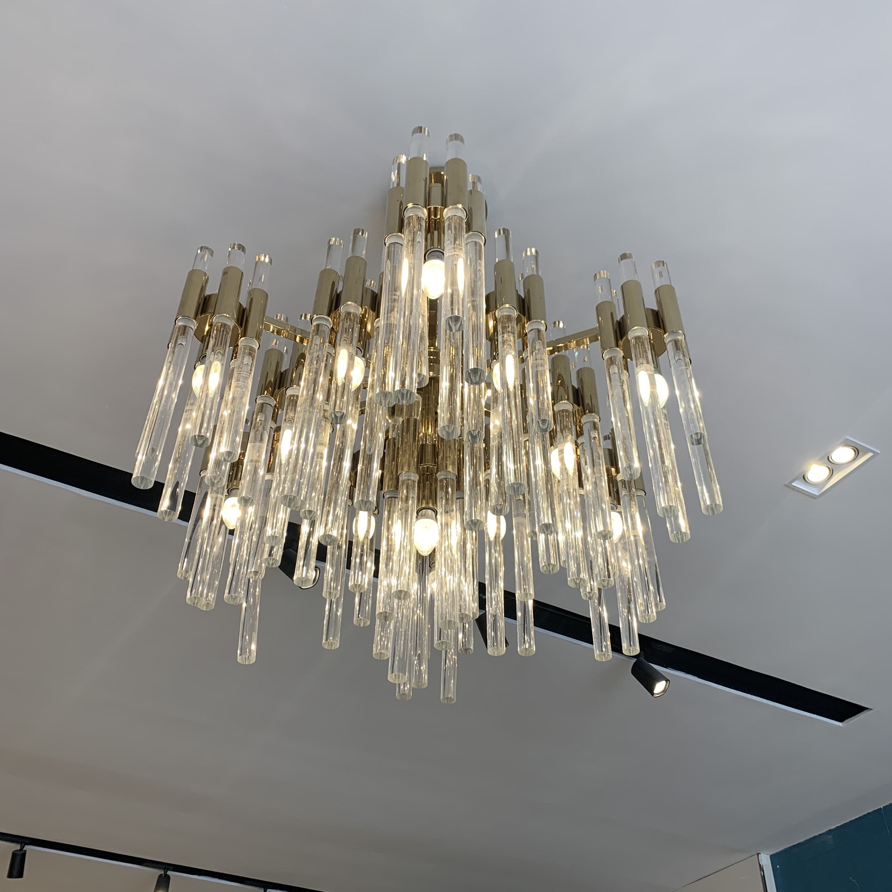 Modern Luxury Tiered Glass Cylinders Chandelier for Living Room/Bedroom/Dining Room/Bathroom-MEET LIGHTING