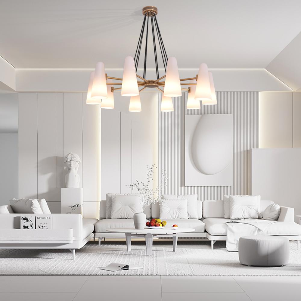 White Porcelain Round Chandelier 10-Lights-MEET LIGHTING